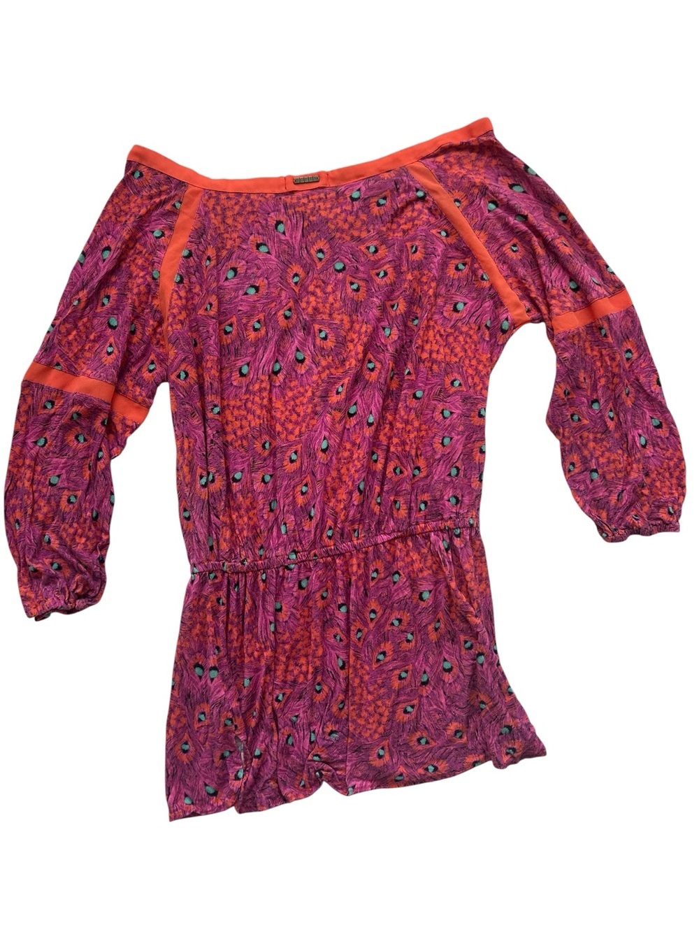 SOFIA by ViX Pink Peacock-Print Swim Coverup size M - Picture 3 of 6